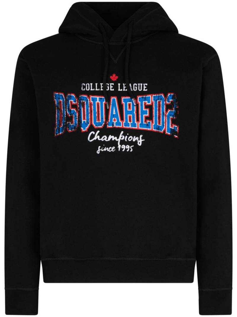 DSQUARED2 logo-print cotton hoodie - Black von DSQUARED2