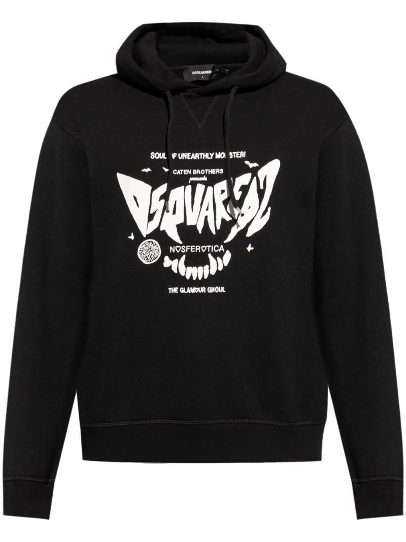 DSQUARED2 logo-print cotton hoodie - Black von DSQUARED2