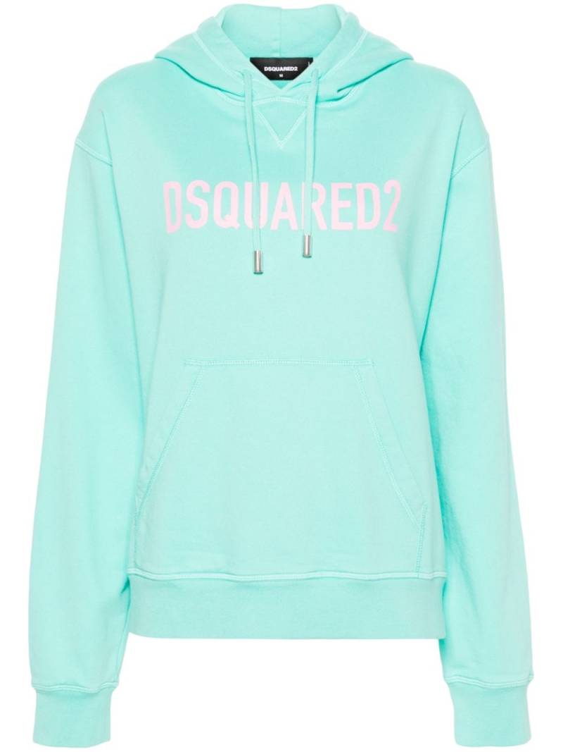 DSQUARED2 logo-print cotton hoodie - Green von DSQUARED2