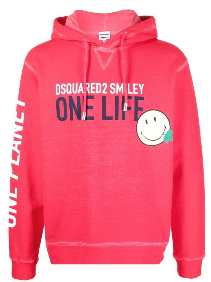 DSQUARED2 logo-print cotton hoodie - Pink von DSQUARED2