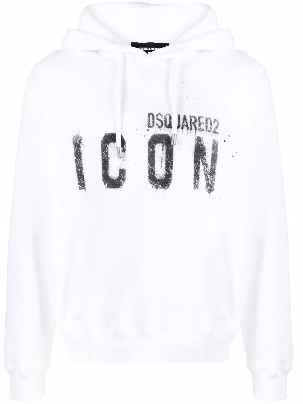 DSQUARED2 Icon paint-splatter cotton hoodie - White von DSQUARED2