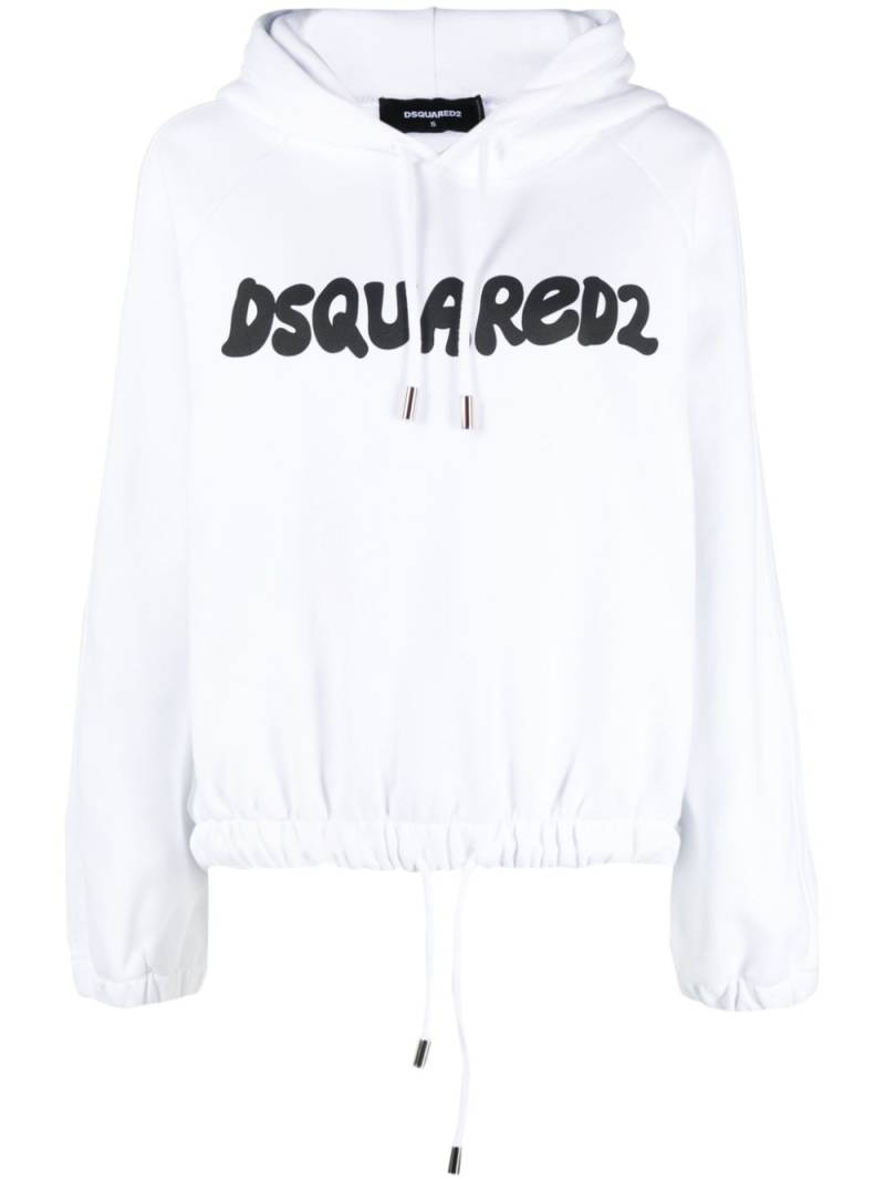 DSQUARED2 logo-print cotton hoodie - White von DSQUARED2