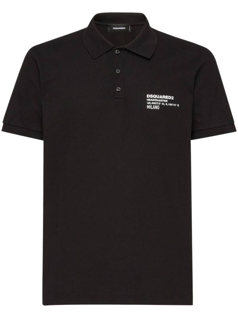 DSQUARED2 logo-print cotton polo shirt - Black von DSQUARED2