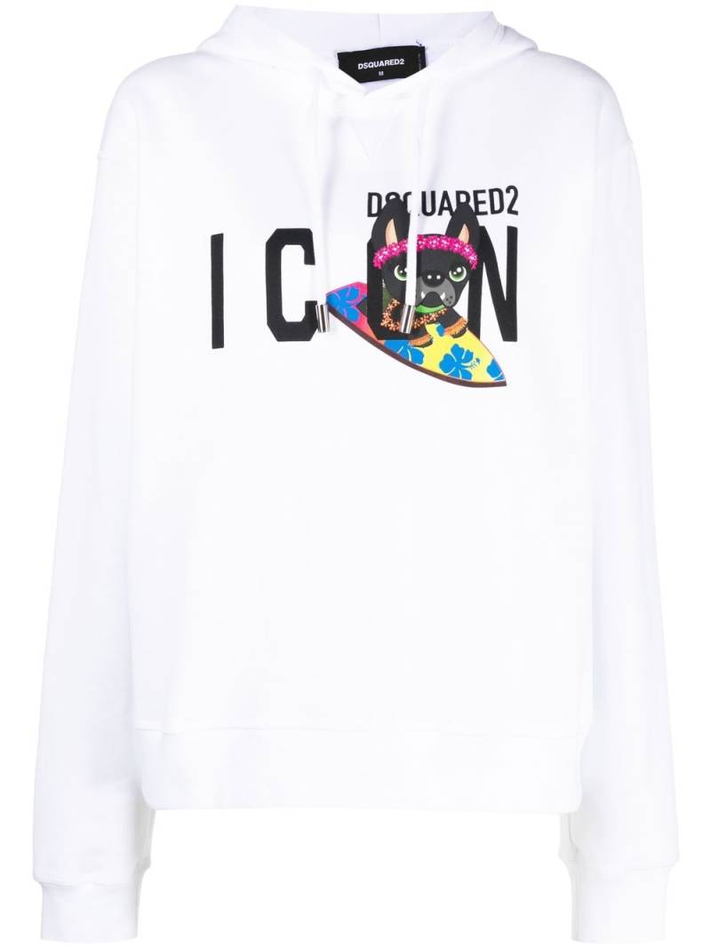 DSQUARED2 logo-print drawstring hoodie - White von DSQUARED2