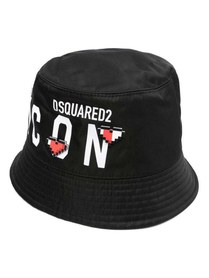 DSQUARED2 logo-print flat-crown bucket hat - Black von DSQUARED2