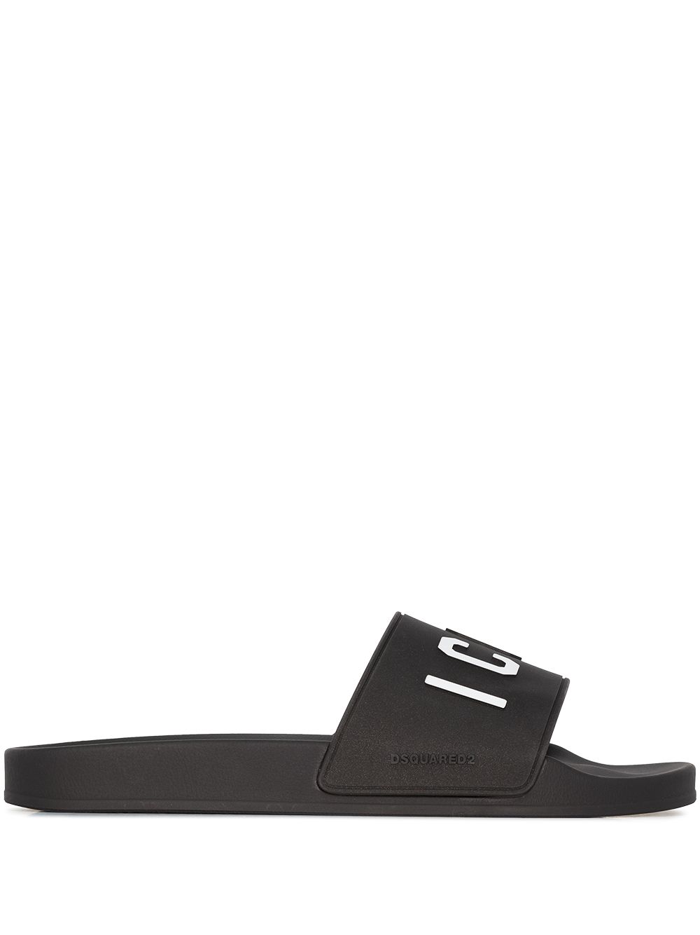 DSQUARED2 logo-print flat slides - Black von DSQUARED2