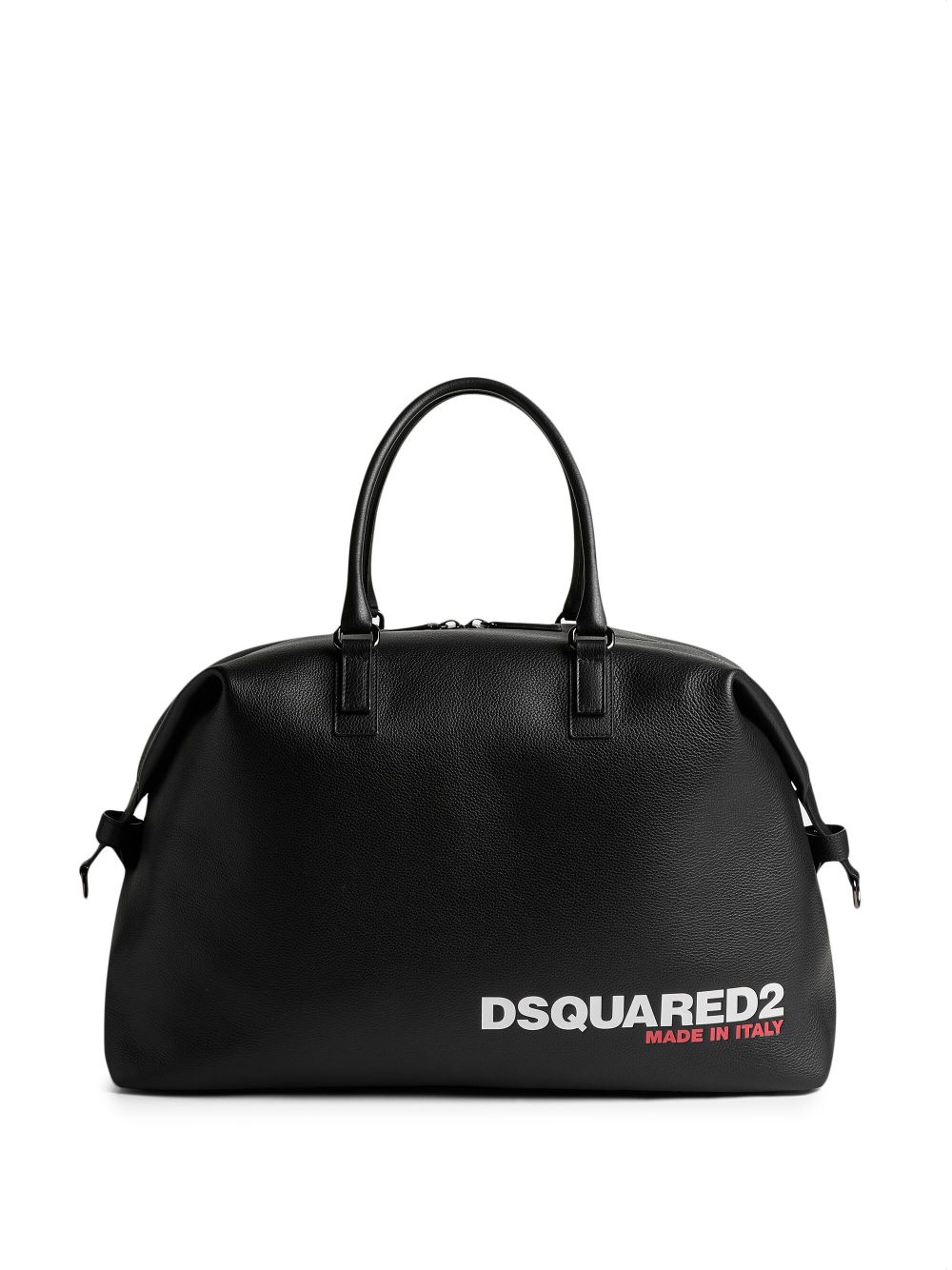 DSQUARED2 logo-print grained tote bag - Black von DSQUARED2