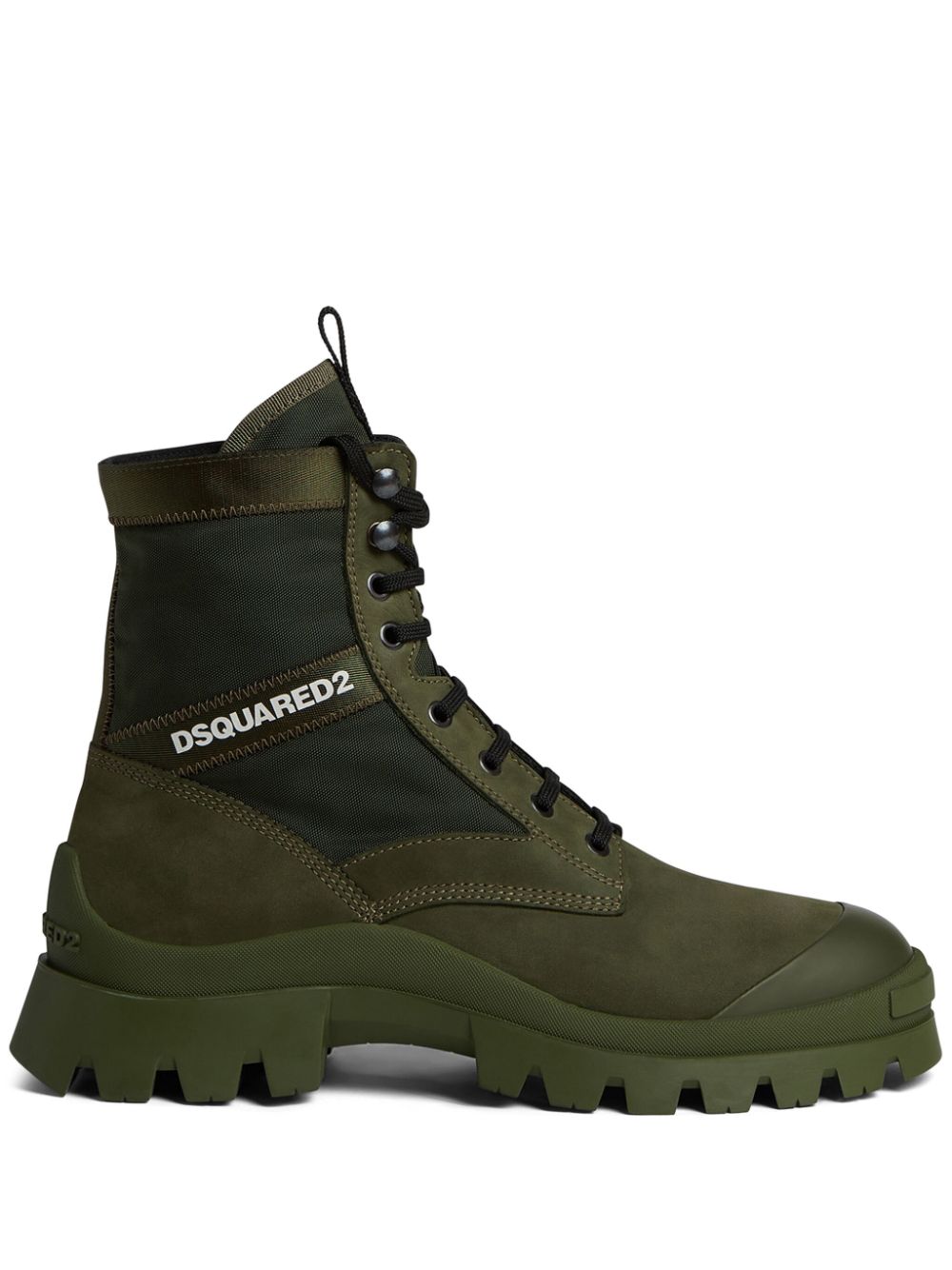 DSQUARED2 logo-print leather boots - Green von DSQUARED2