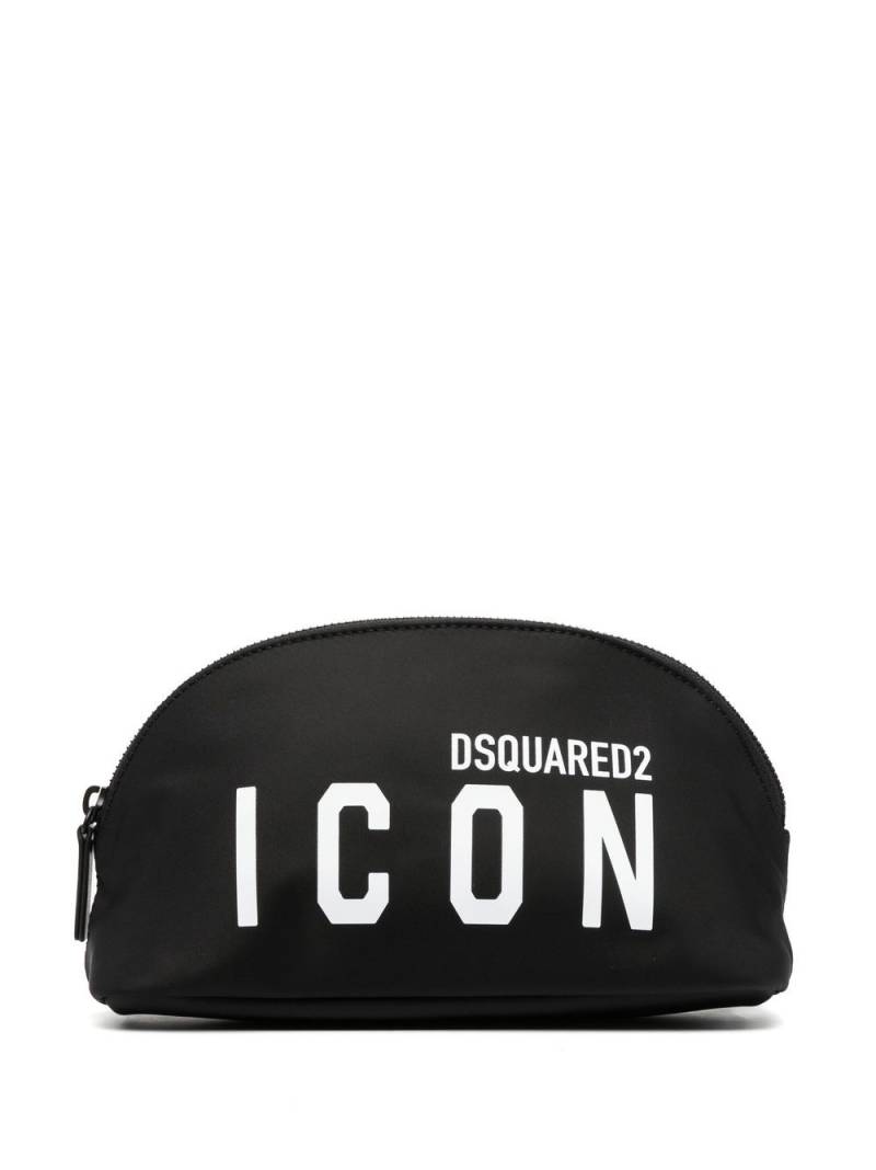 DSQUARED2 logo-print leather-trimmed makeup bag - Black von DSQUARED2