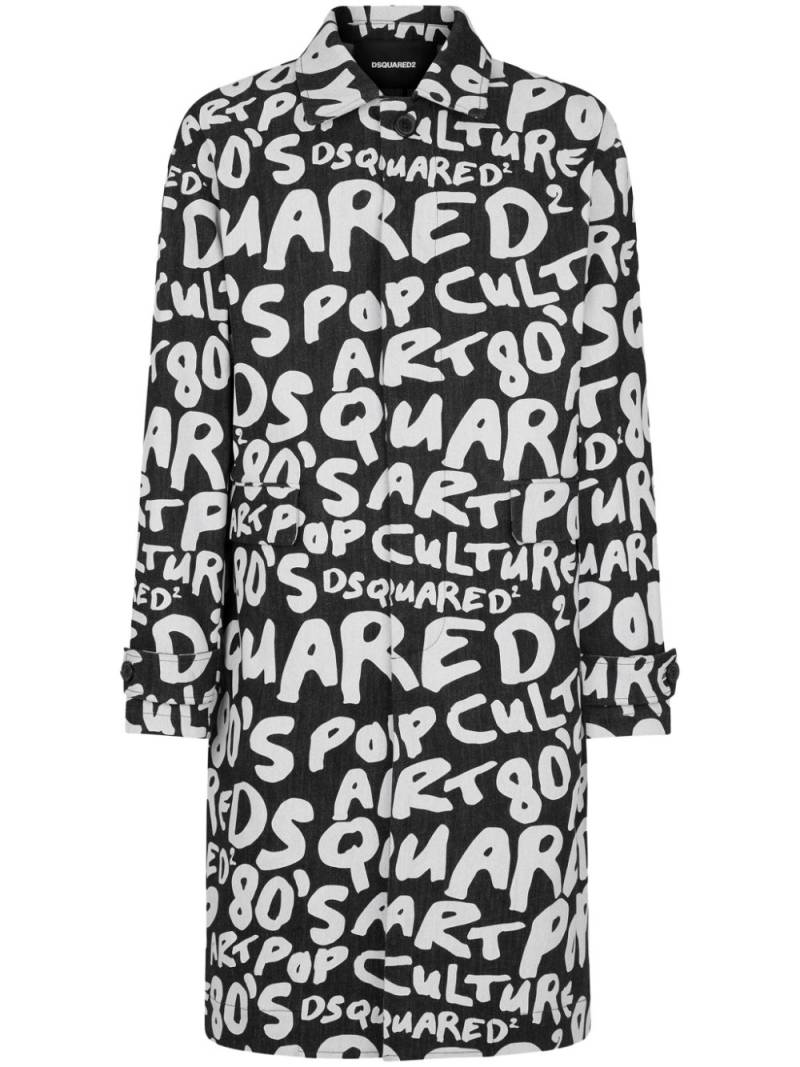 DSQUARED2 logo-print single-breasted coat - Black von DSQUARED2