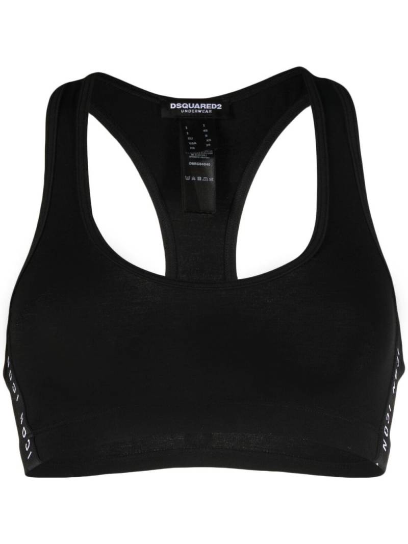 DSQUARED2 logo-print sports-bra - Black von DSQUARED2