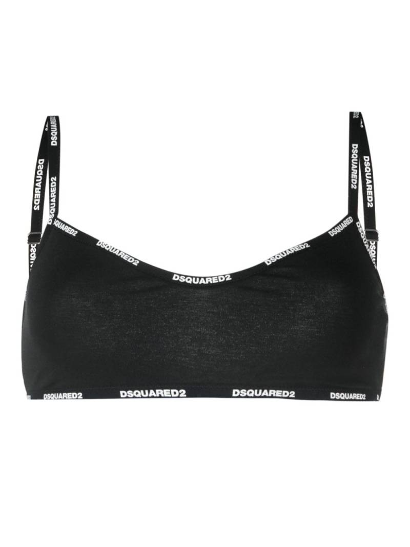 DSQUARED2 logo-print stretch-cotton bralette - Black von DSQUARED2