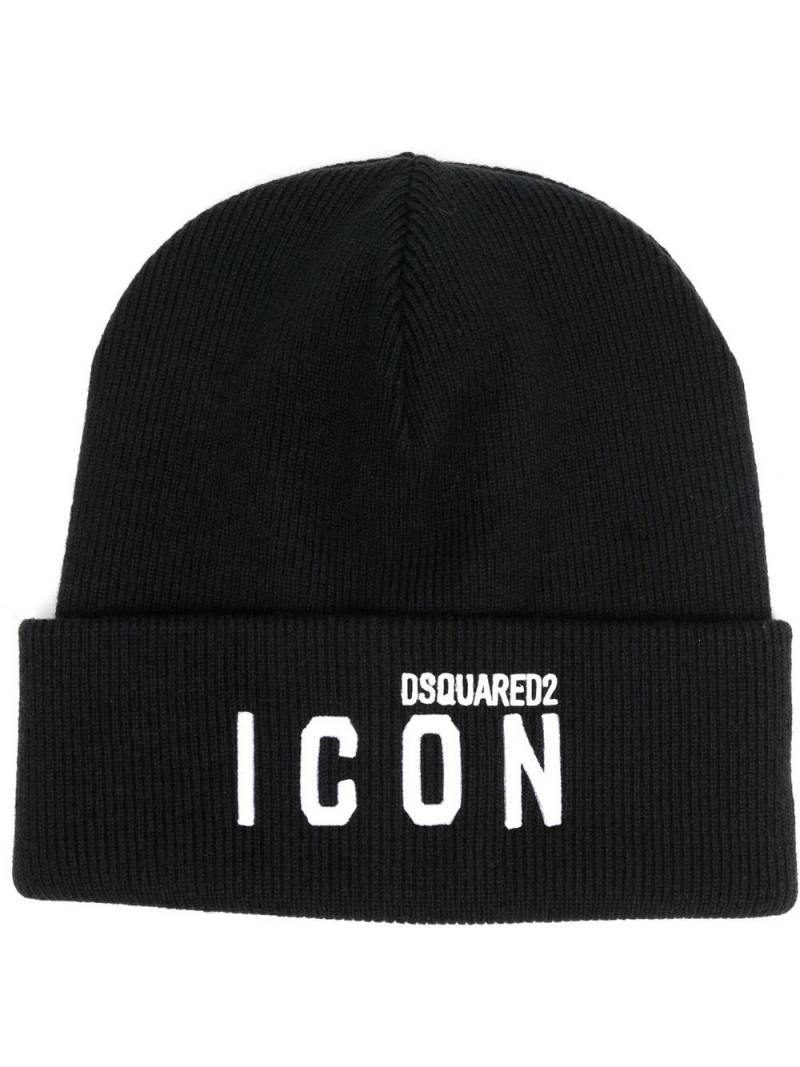 DSQUARED2 logo-print wool beanie - Black von DSQUARED2