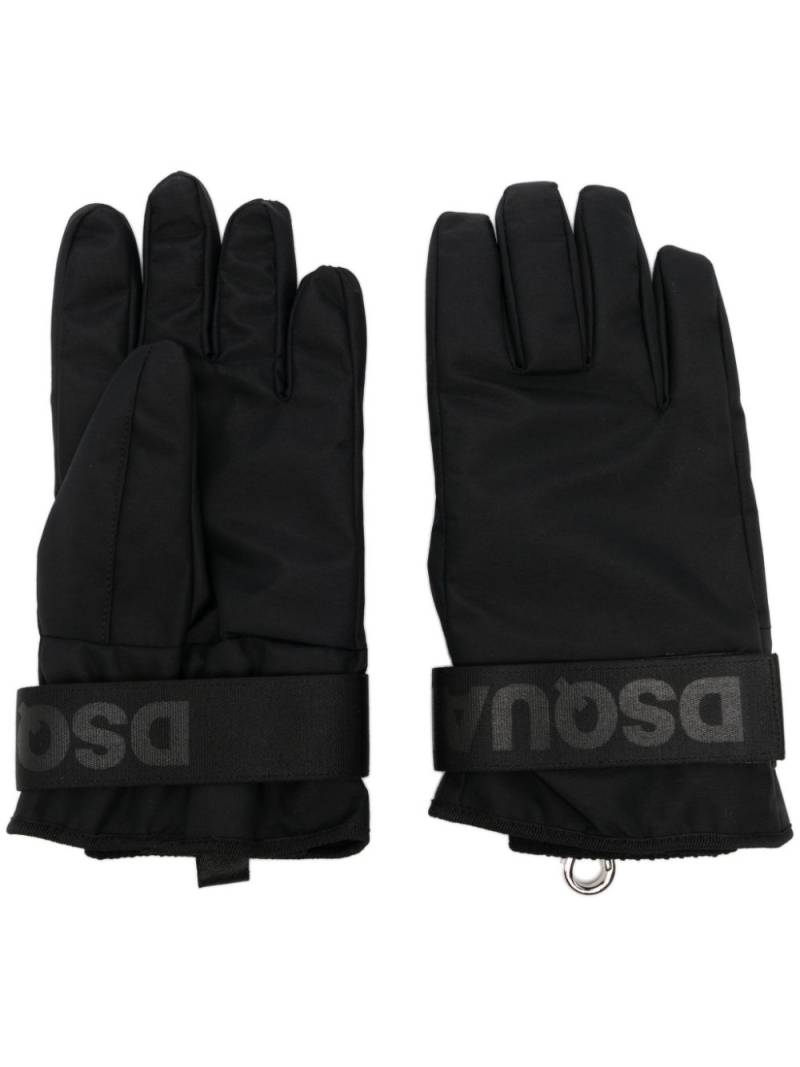 DSQUARED2 logo-strap padded gloves - Black von DSQUARED2