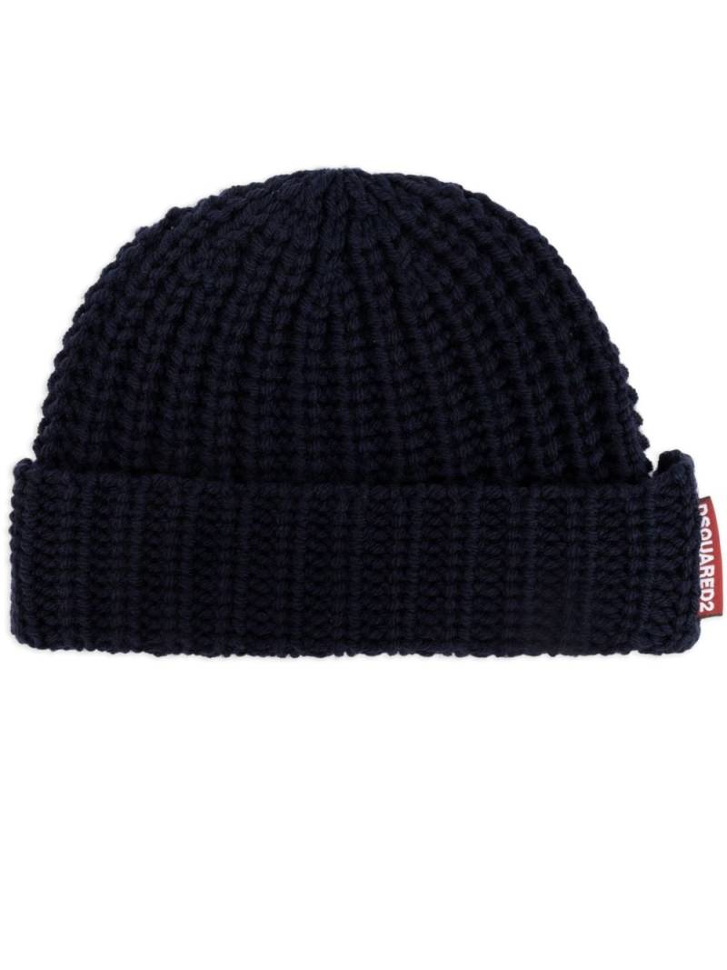 DSQUARED2 logo-tag wool beanie - Blue von DSQUARED2