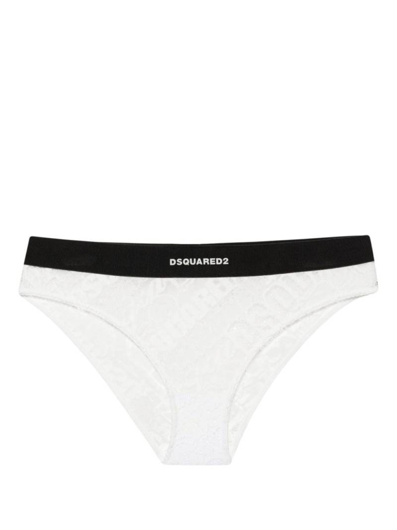 DSQUARED2 logo-waist lace briefs - White von DSQUARED2