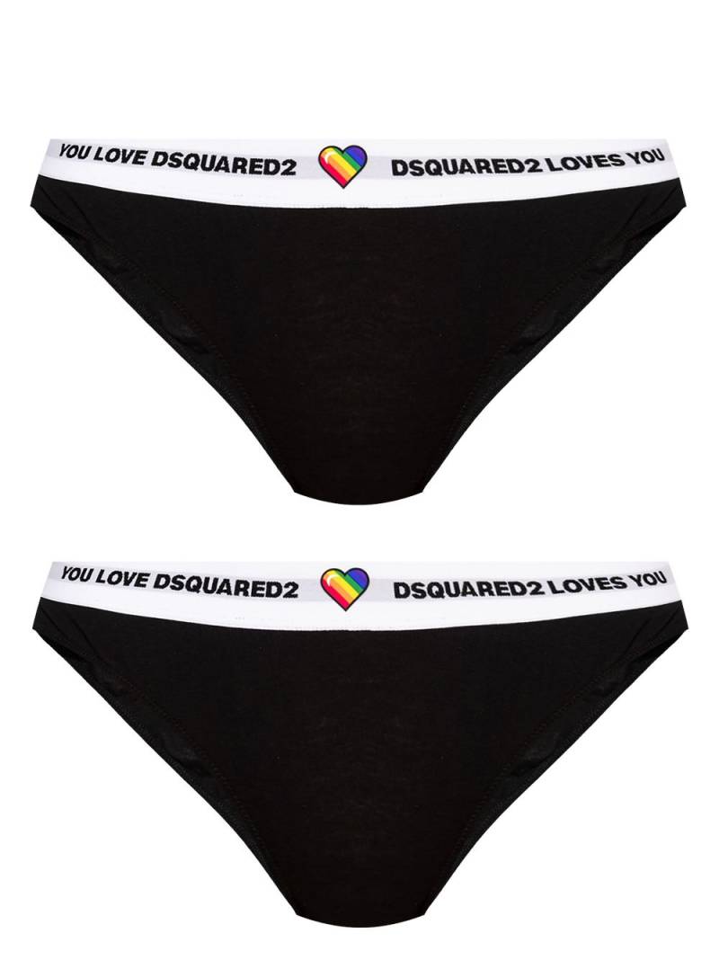 DSQUARED2 logo-waistband briefs (pack of two) - Black von DSQUARED2