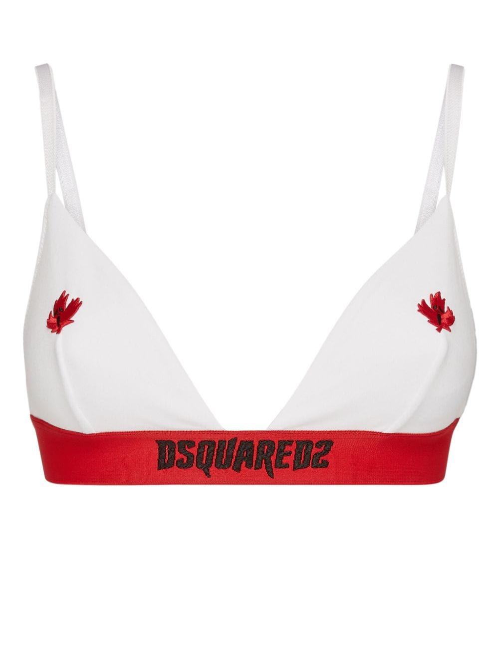 DSQUARED2 maple leaf-embroidered bra - White von DSQUARED2