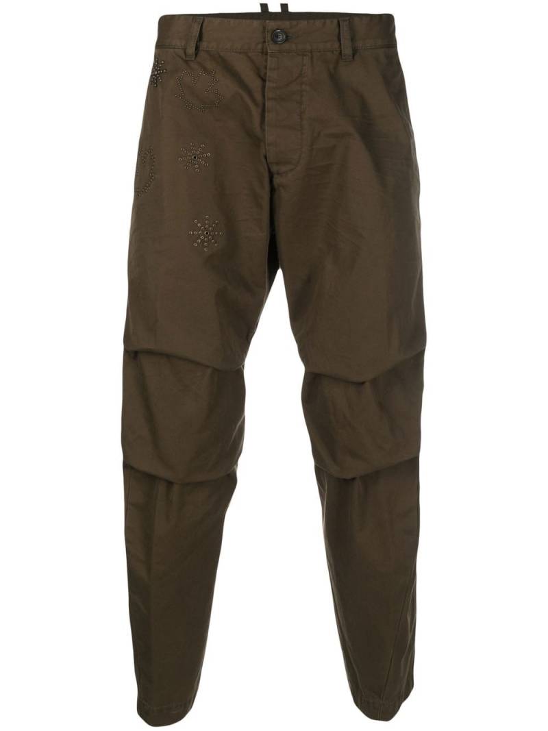 DSQUARED2 maple leaf-motif tapered trousers - Green von DSQUARED2