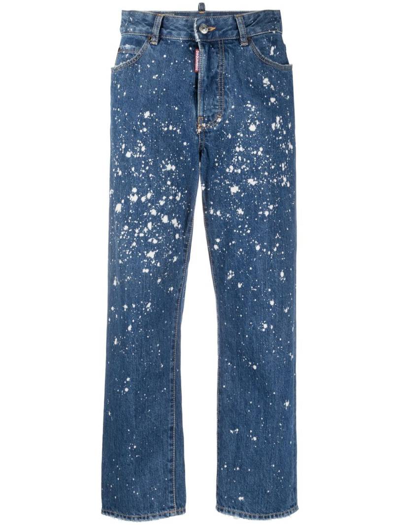 DSQUARED2 paint-splatter cropped jeans - Blue von DSQUARED2