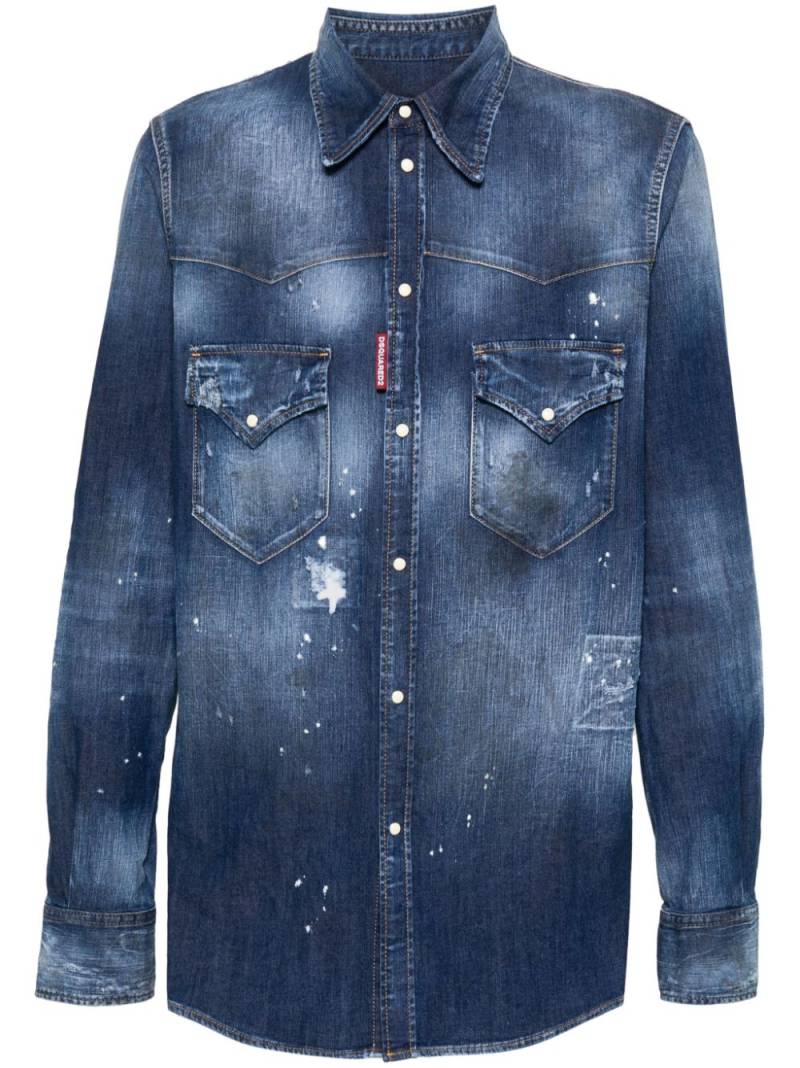 DSQUARED2 paint-splatter denim shirt - Blue von DSQUARED2