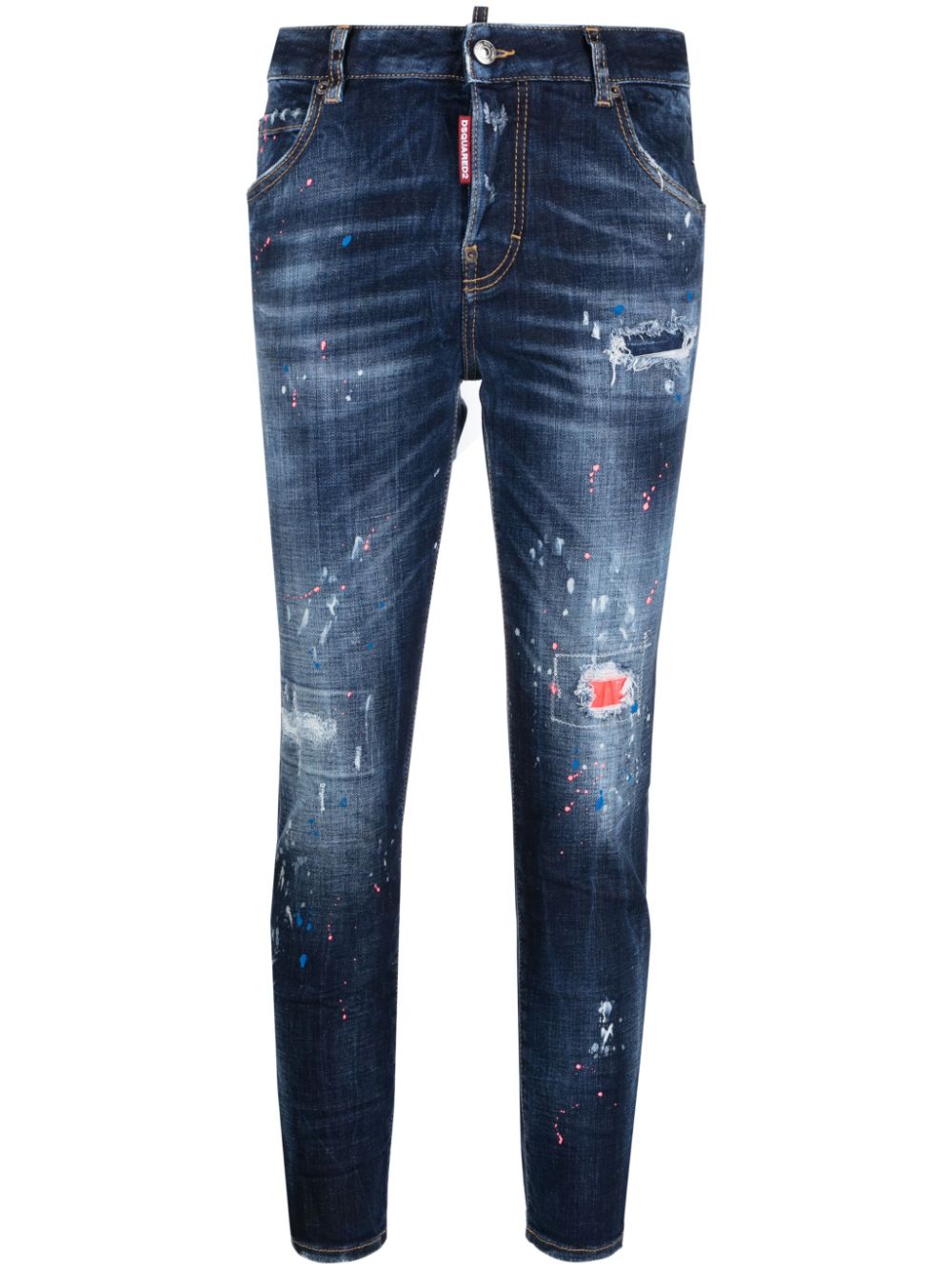 DSQUARED2 paint splatter distressed skinny jeans - Blue von DSQUARED2