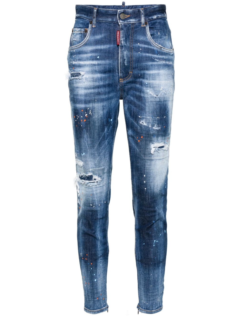 DSQUARED2 paint-splatter distressed tapered jeans - Blue von DSQUARED2