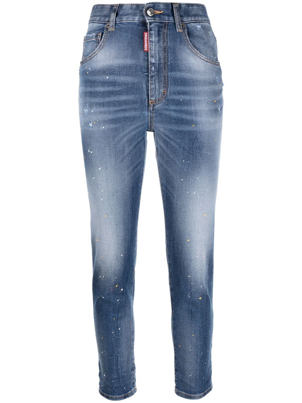 DSQUARED2 paint-splatter skinny cropped jeans - Blue von DSQUARED2