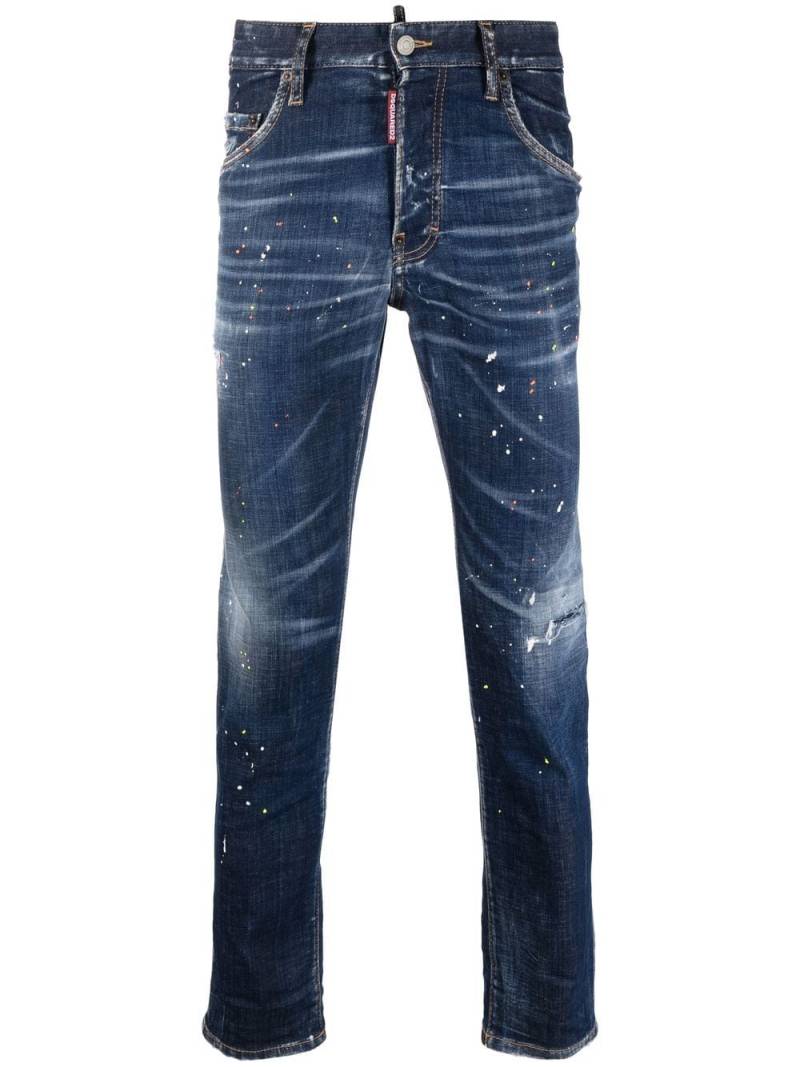 DSQUARED2 paint-splatter skinny-cut jeans - Blue von DSQUARED2