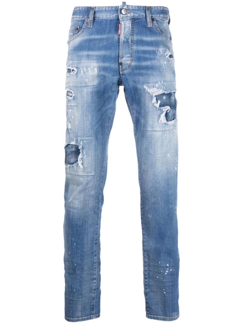 DSQUARED2 paint-splatter slim-fit jeans - Blue von DSQUARED2