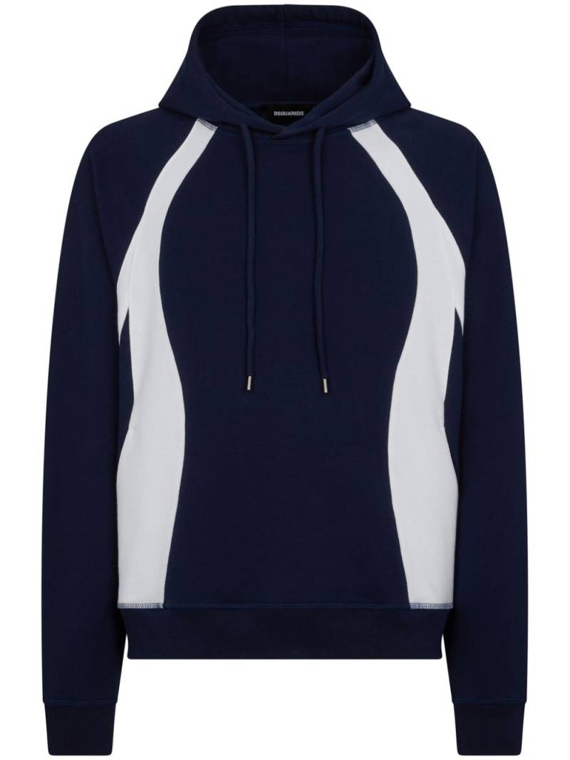 DSQUARED2 panelled logo-print hoodie - Blue von DSQUARED2