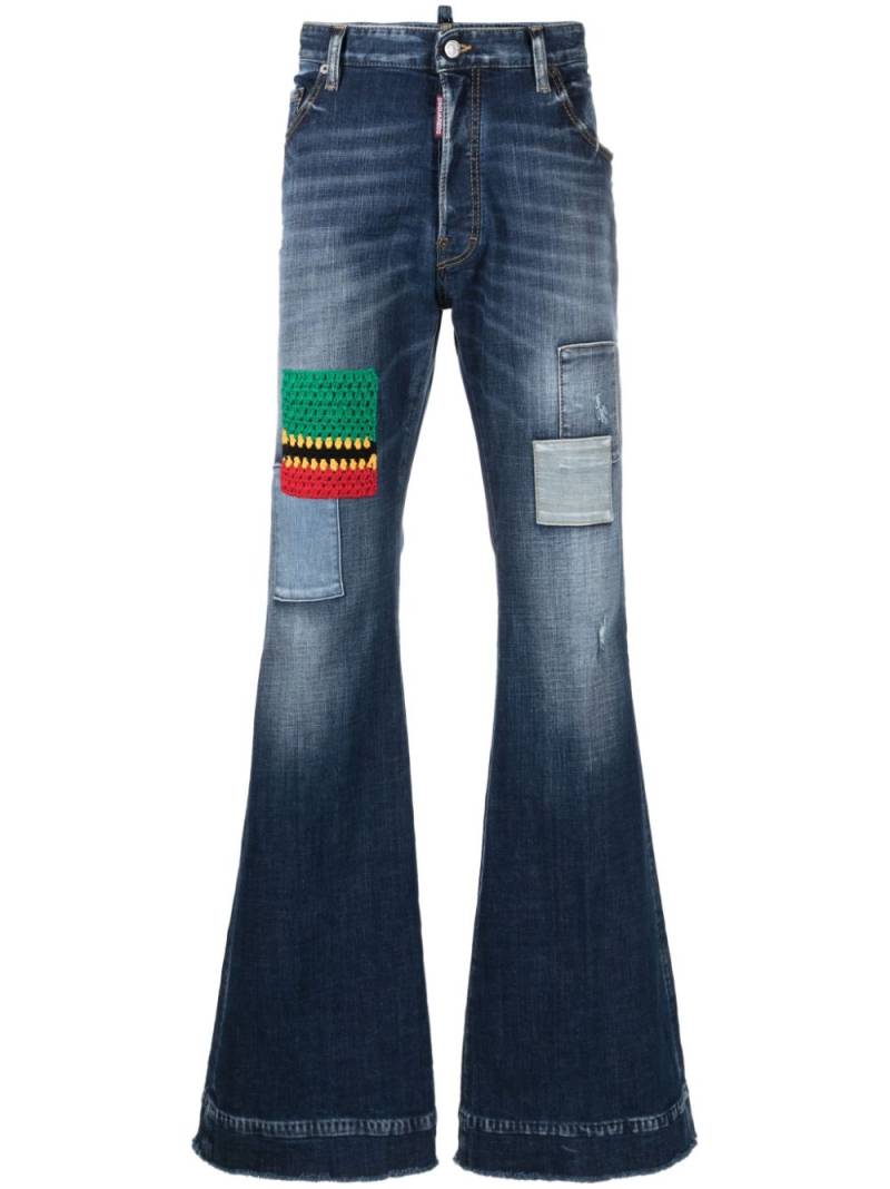 DSQUARED2 patchwork wide-leg jeans - Blue von DSQUARED2