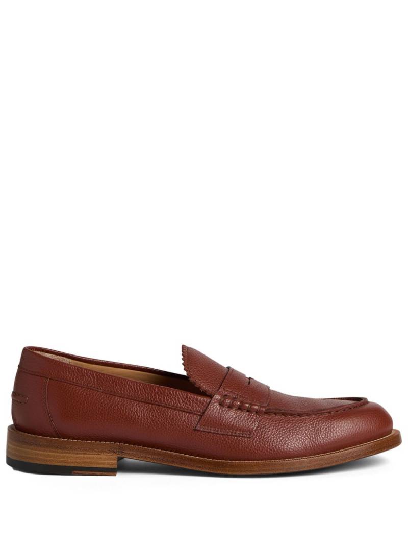 DSQUARED2 pebbled leather penny loafers - Brown von DSQUARED2