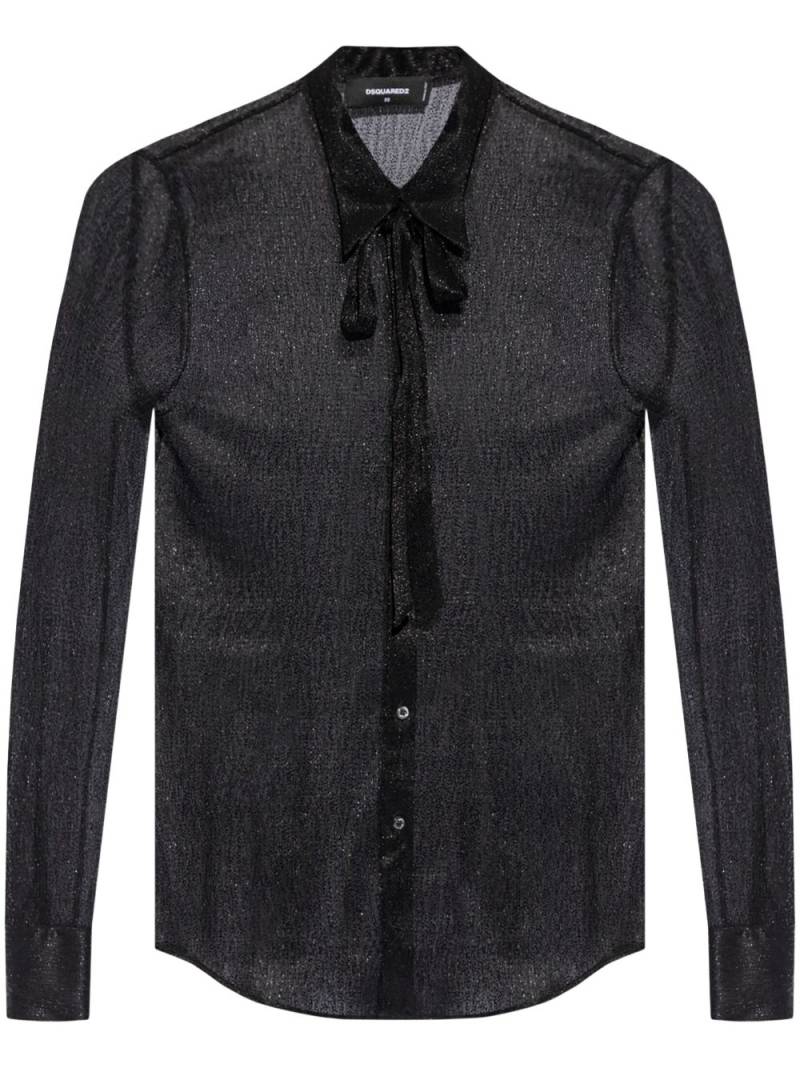 DSQUARED2 pussy-bow collar semi-sheer shirt - Black von DSQUARED2