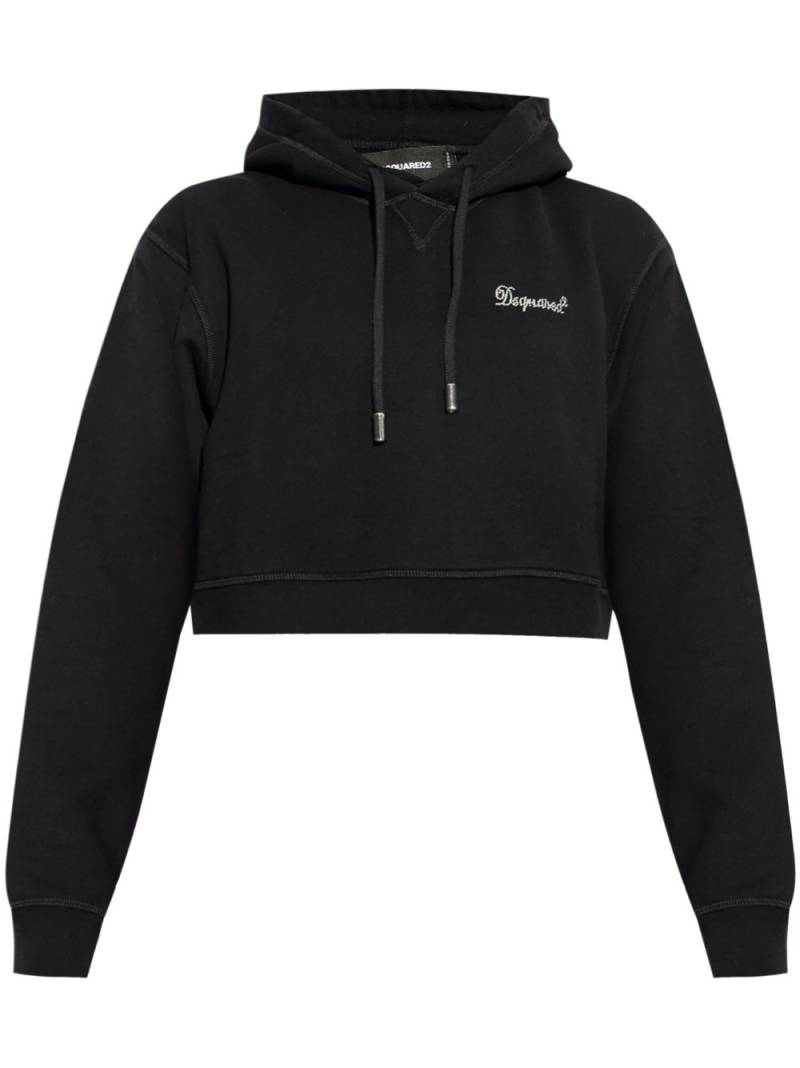 DSQUARED2 rhinestone-logo cropped hoodie - Black von DSQUARED2