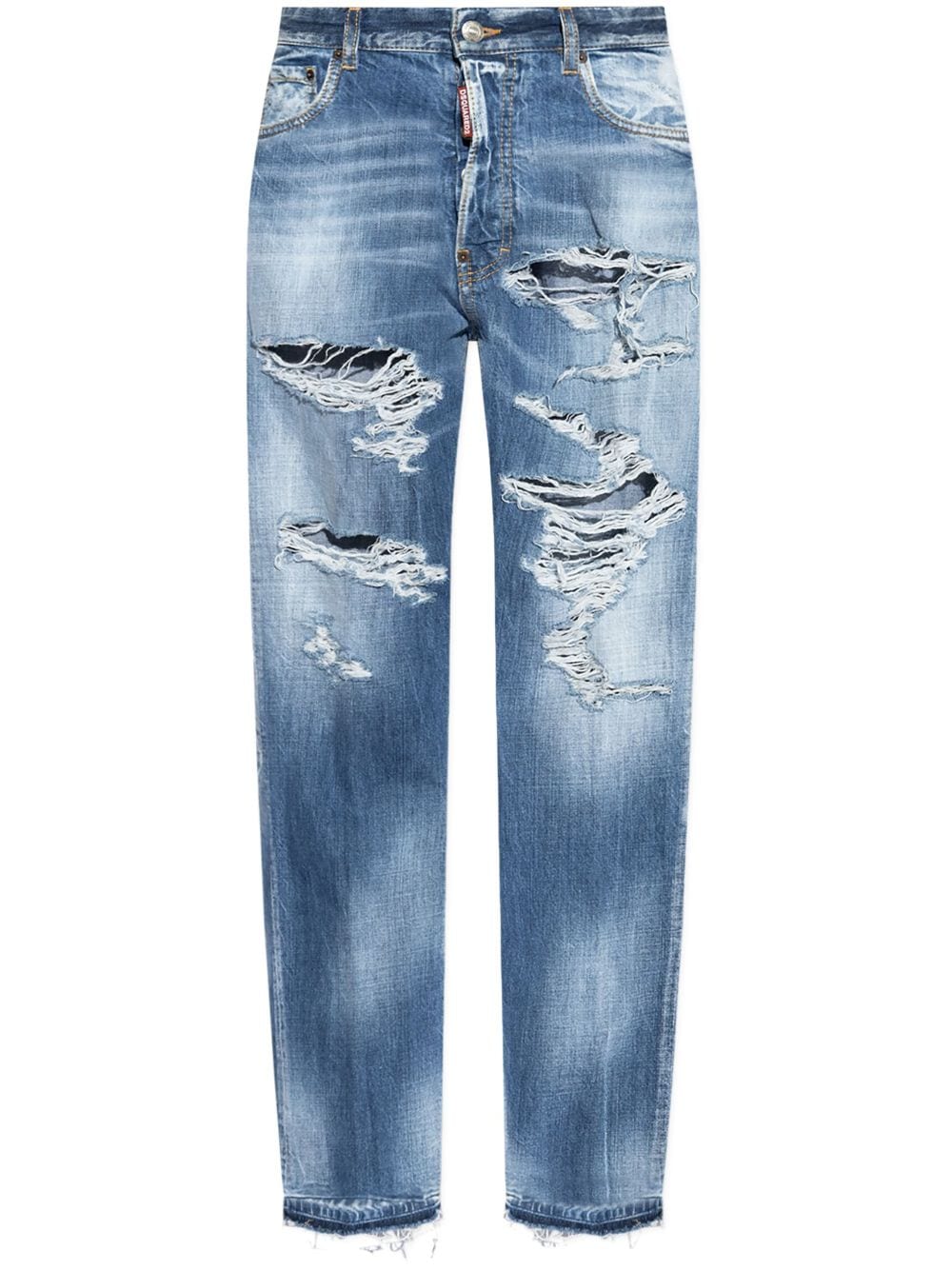 DSQUARED2 ripped mid-waist straight-legged jeans - Blue von DSQUARED2