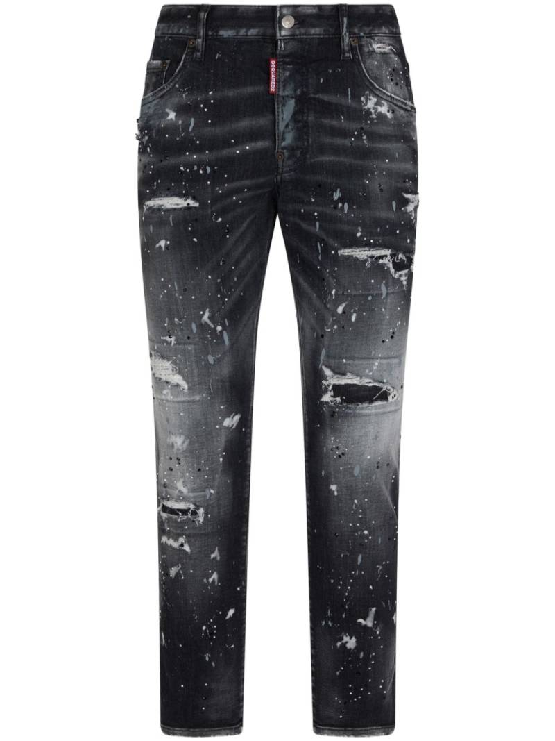 DSQUARED2 ripped paint-splatter jeans - Black von DSQUARED2