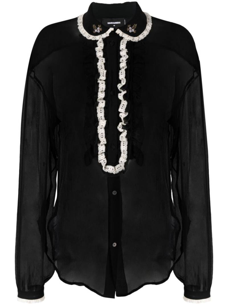 DSQUARED2 ruffled sheer silk blouse - Black von DSQUARED2