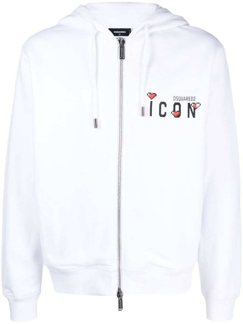 DSQUARED2 signature Icon-motif zip-up hoodie - White von DSQUARED2