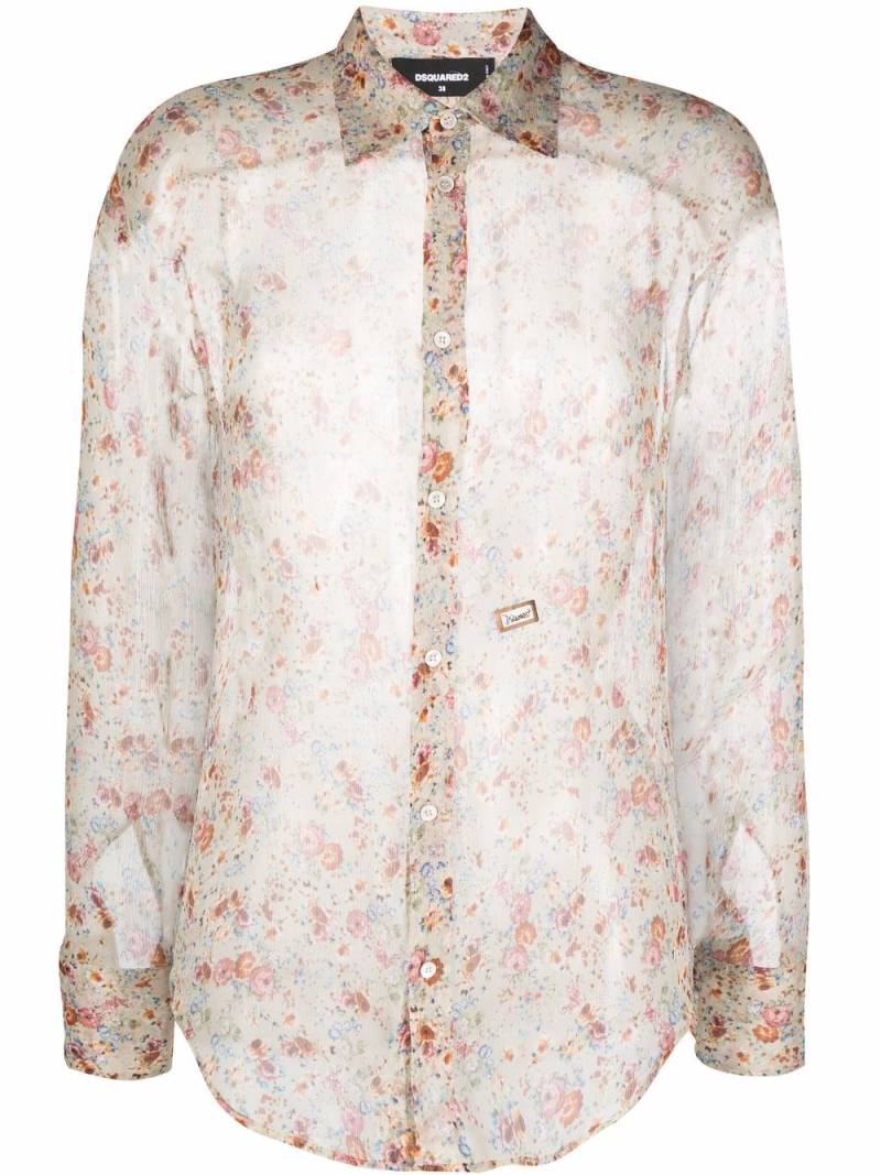 DSQUARED2 silk floral-print shirt - Neutrals von DSQUARED2