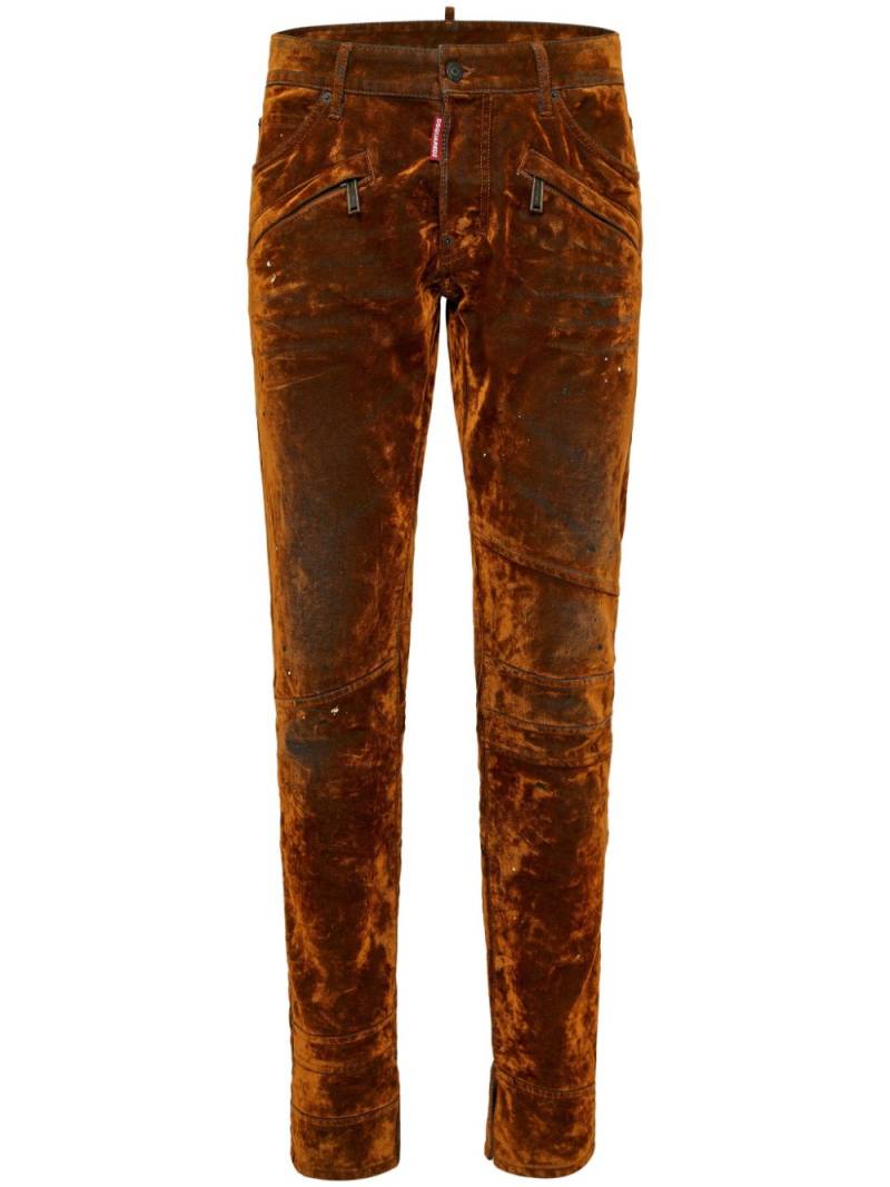 DSQUARED2 skinny-cut velour trousers - Brown von DSQUARED2