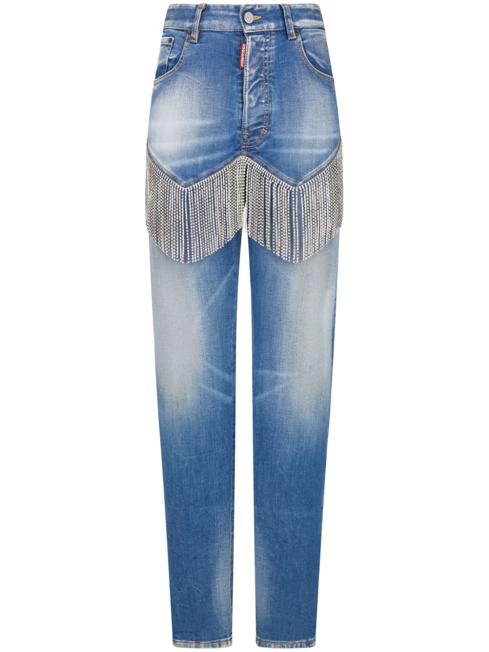 DSQUARED2 slim-cut rhinestone-fringe jeans - Blue von DSQUARED2