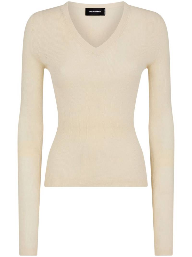 DSQUARED2 slim-cut ribbed-knit jumper - Neutrals von DSQUARED2