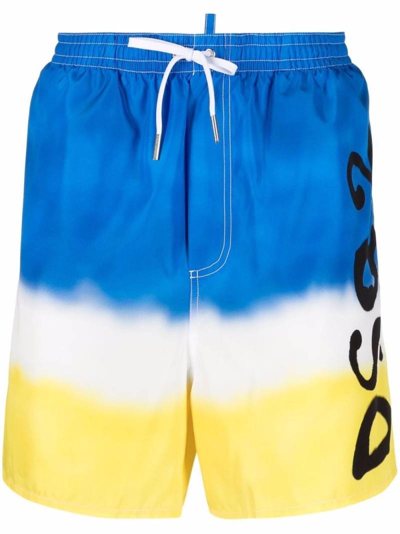 DSQUARED2 spray-paint print swim shorts - Blue von DSQUARED2