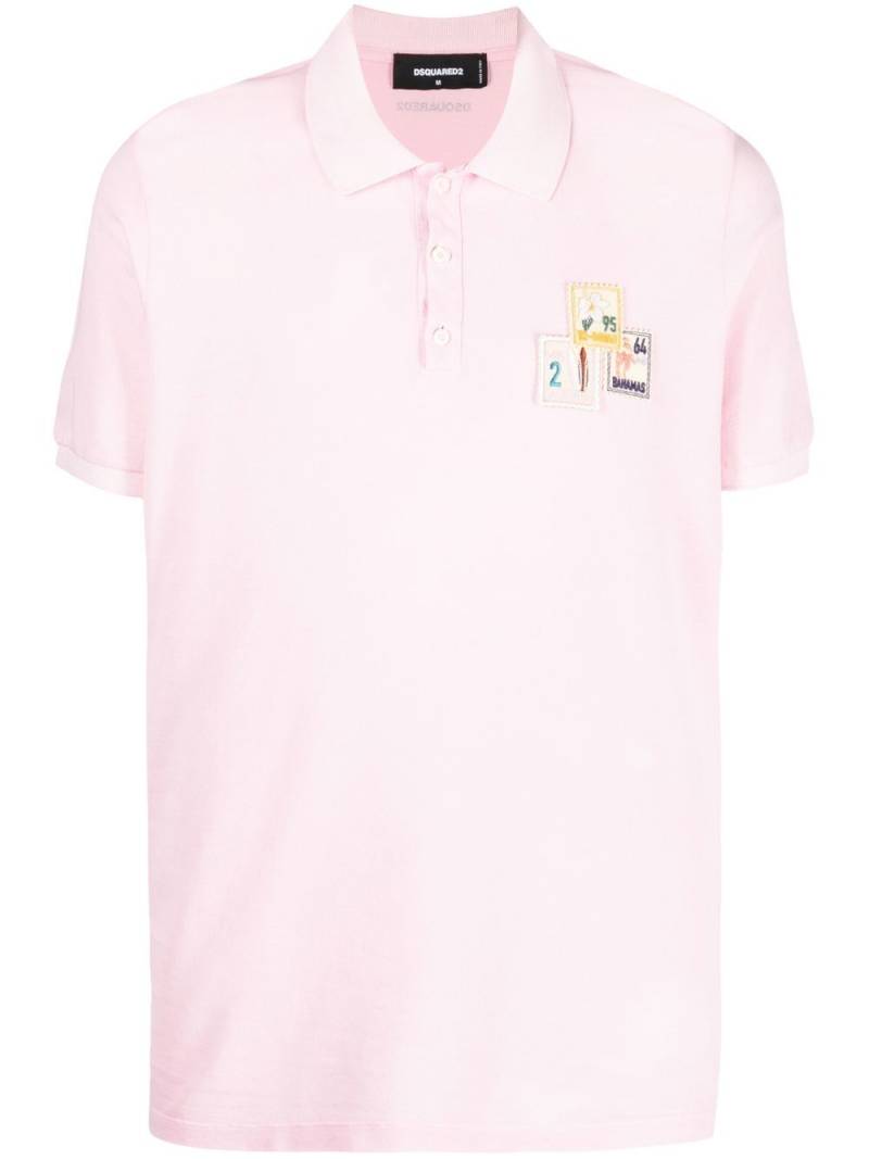 DSQUARED2 stamp-appliqué short-sleeve polo shirt - Pink von DSQUARED2