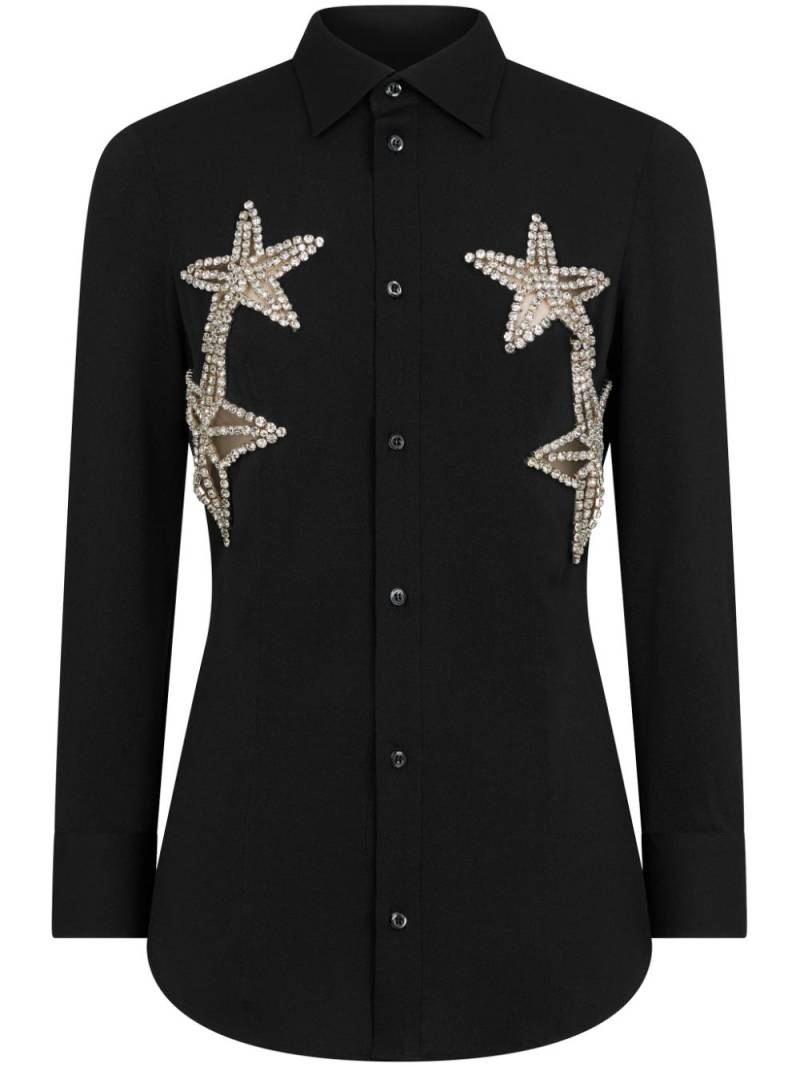 DSQUARED2 star-appliqué crystal-embellished shirt - Black von DSQUARED2