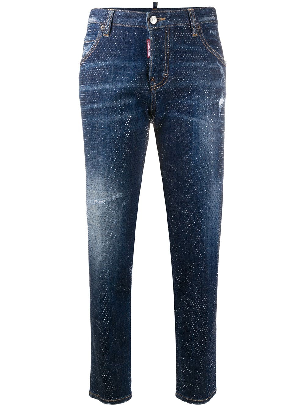 DSQUARED2 studded cropped skinny-fit jeans - Blue von DSQUARED2