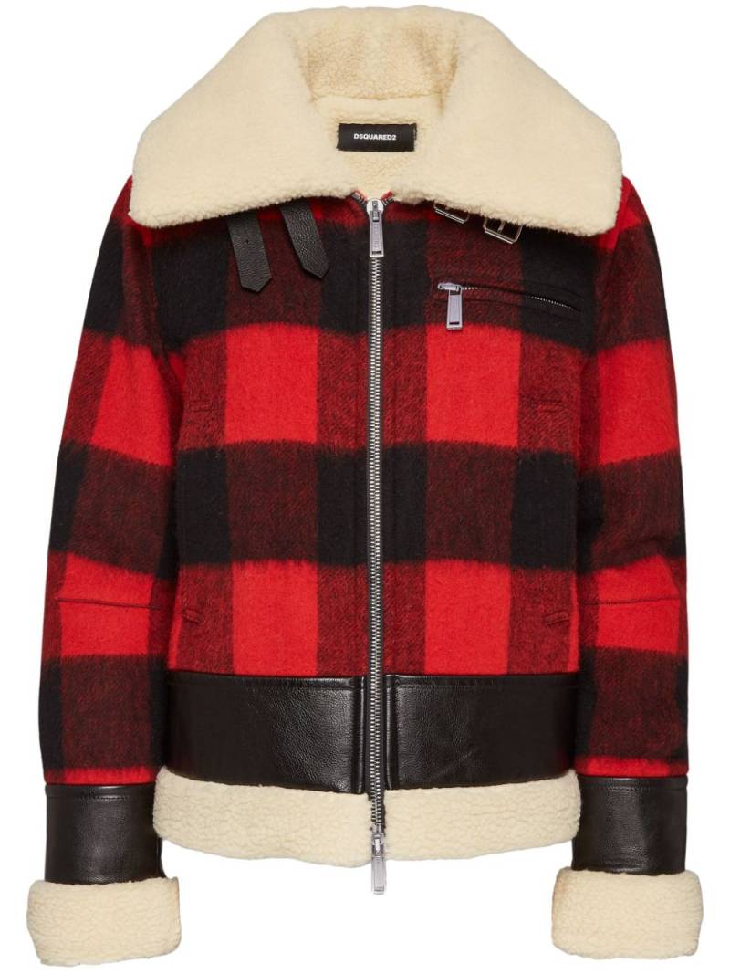 DSQUARED2 tartan-print shearling jacket - Pink von DSQUARED2