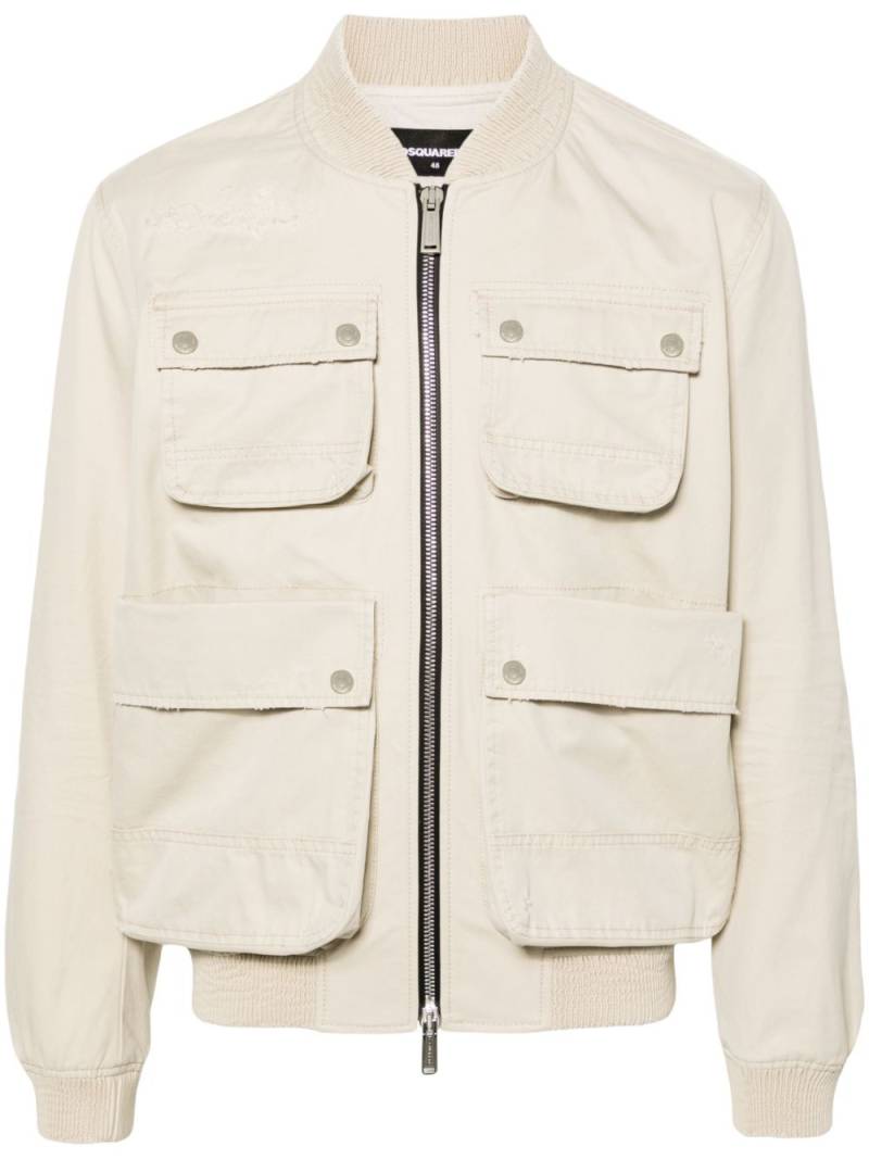 DSQUARED2 zip-up cotton bomber jacket - Neutrals von DSQUARED2