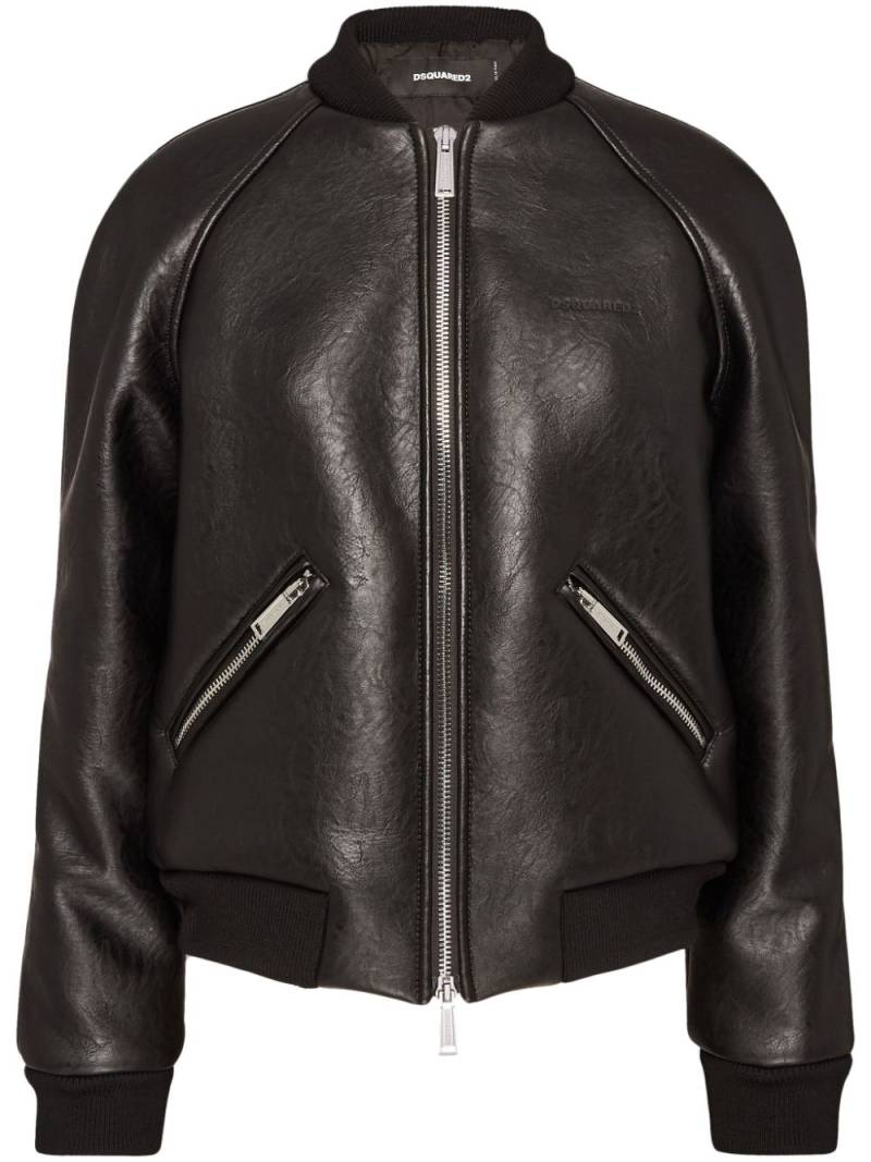 DSQUARED2 zip-up leather bomber jacket - Black von DSQUARED2